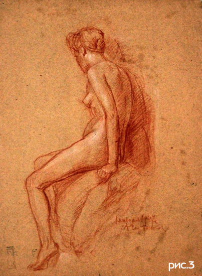 рисунок фигуры обнаженной со спины